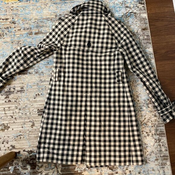 Coach Check Trench Coat – Black & White Gingham – Size 0 – With Belt - Picture 7 of 12